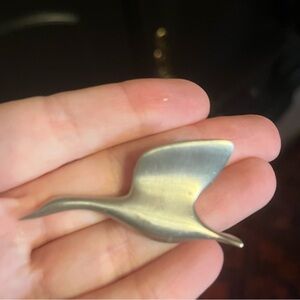 Pewter bird brooch swan goose